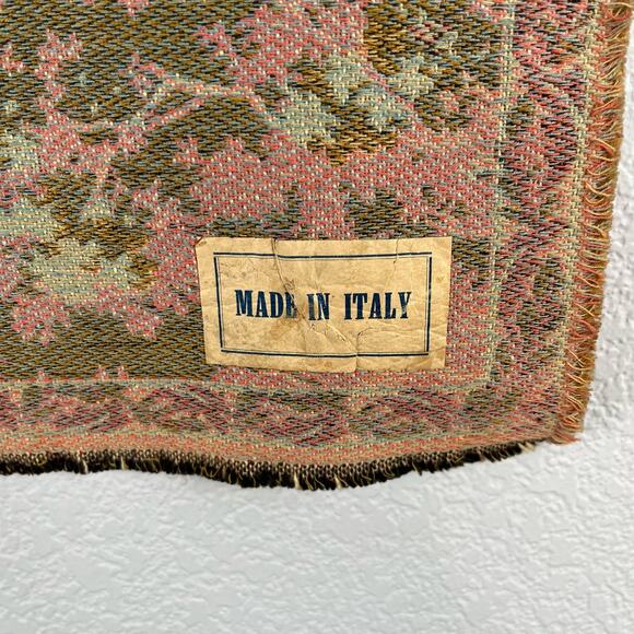 Antique Made in Italy Square Woven Tapestry Wall Decor Kids Playing Gathering - Picture 6 of 7